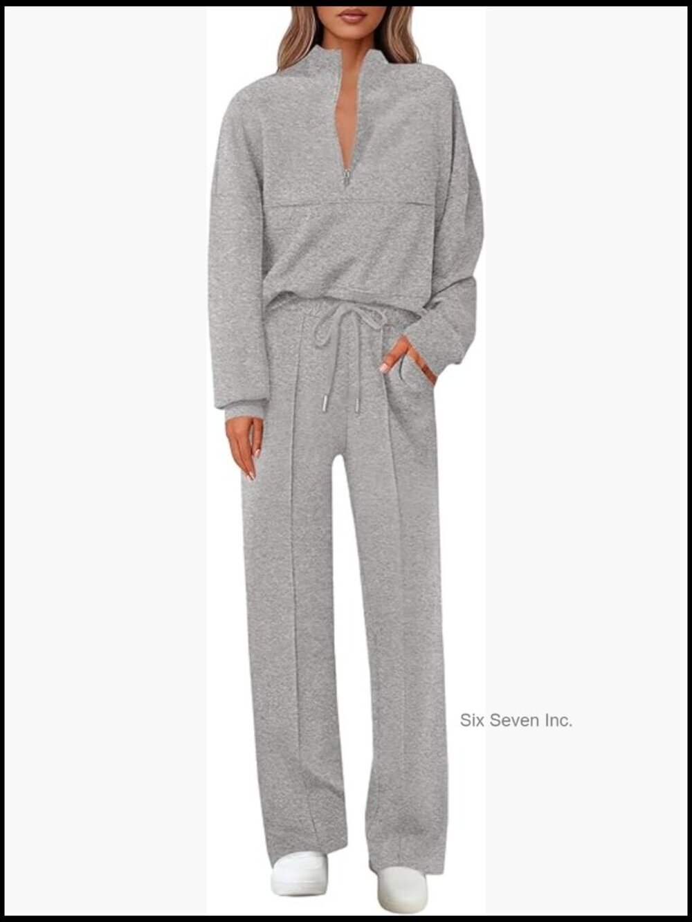 Half Zip Sweatshirt & Wide Leg Pants Lounge Sets Workout Tracksuit